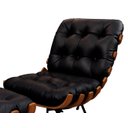 Ver imagem 2 de Poltrona com Puff de Couro Costela - Preto com Brilho - Mempra