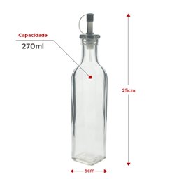 Garrafa Para Azeite Vidro Transparente com Tampa Lyor 270ml - 3