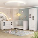 Ver imagem 2 de Quarto de Bebê Completo com Berço 3 em 1 para Colchão 130x60cm Serena Multimóveis Mp4531 Branco