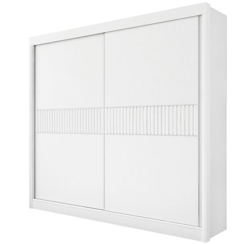 Guarda Roupa Casal Cancun Ripado 2 Portas 6 Gavetas sem Pés - D Doro Branco/Ripado