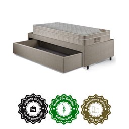 Base Box Cama Solteirão Sapateira Linho Bege e Colchão Airtech Ortobom 96x203 - 12