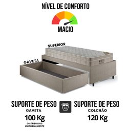 Base Box Cama Solteirão Sapateira Linho Bege e Colchão Airtech Ortobom 96x203 - 11