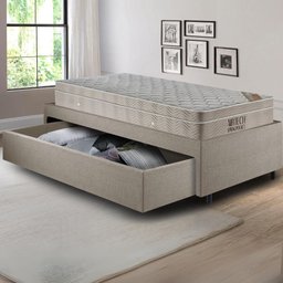 Base Box Cama Solteirão Sapateira Linho Bege e Colchão Airtech Ortobom 96x203 - 6