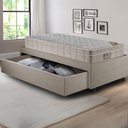 Ver imagem 6 de Base Box Cama Solteirão Sapateira Linho Bege e Colchão Airtech Ortobom 96x203