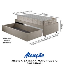 Base Box Cama Solteirão Sapateira Linho Bege e Colchão Airtech Ortobom 96x203 - 5