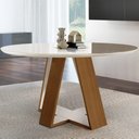 Ver imagem 1 de Mesa Redonda 4 Lugares Tampo com Vidro/Laca Grécia Marrom/Castanho Cinamomo/Off White
