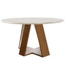 Ver imagem 4 de Mesa Redonda 4 Lugares Tampo com Vidro/Laca Grécia Marrom/Castanho Cinamomo/Off White