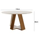 Ver imagem 5 de Mesa Redonda 4 Lugares Tampo com Vidro/Laca Grécia Marrom/Castanho Cinamomo/Off White