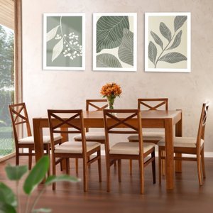 Conjunto Primavera Mesa de Jantar Madeira Maciça com 6 Cadeiras CabeCasa MadeiraMadeira