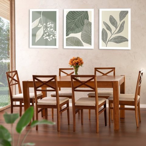 Conjunto Primavera Mesa de Jantar Madeira Maciça com 6 Cadeiras CabeCasa MadeiraOriginals