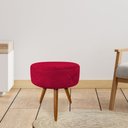 Ver imagem 2 de Kit 4 Puffs Banqueta Redonda Nina Suede Vermelho Pés Palito Castanho - Pallazio