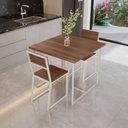 Ver imagem 1 de Conjunto Mesa de Jantar Quadrada 2 Cadeiras Imbuia Riviera Industrial Branco Don Castro Decor Rivier
