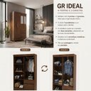 Ver imagem 2 de Guarda Roupa Solteiro 4 Portas 2 Gav Espelho Roupeiro Quarto Imbuia