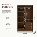 Ver imagem 3 de Guarda Roupa Solteiro 4 Portas 2 Gav Espelho Roupeiro Quarto Imbuia