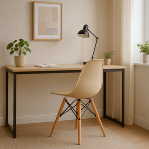 Cadeira Charles Eames Eiffel Ef-011 Base Madeira - Bege