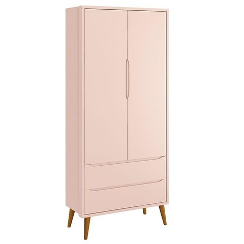 Guarda Roupa Infantil Theo 2 Portas Rosa com Pés Amadeirados – Reller