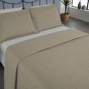 Ver imagem 3 de Kit Cobre Leito Colcha Bellini Casal Padrão Dupla Face Percal 300 Fios Textura Matelassê 3 Peças - C