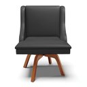 Ver imagem 3 de Kit 8 Cadeiras Estofadas para Sala de Jantar Base Giratória de Madeira Lia Sintético Preto - Ibiza