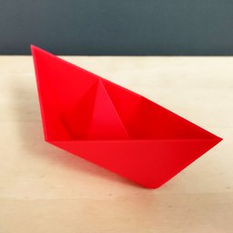 Estatueta Barquinho Origami M - 16,5cm comp. - Toque 3D:Vermelho - 3