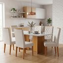 Ver imagem 2 de Conjunto Sala de Jantar Mesa 1,60m com Vidro Montreal 6 Cadeiras Bele