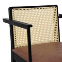 Ver imagem 6 de Banqueta Média com Telinha Pérola Madeira Maciça C/ Braço Metal - Preta - Corano Marrom Mescla