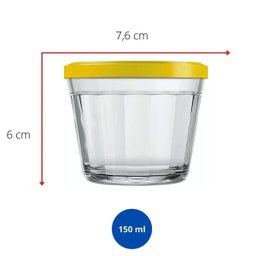 Kit 12 Potes Americanos Tigelas Pequenas de Vidro 150ml Marinex com Tampa Plástica Colorida - 3