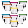 Kit 12 Potes Americanos Tigelas Pequenas de Vidro 150ml Marinex com Tampa Plástica Colorida - 1
