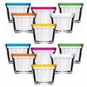Ver imagem 1 de Kit 12 Potes Americanos Tigelas Pequenas de Vidro 150ml Marinex com Tampa Plástica Colorida