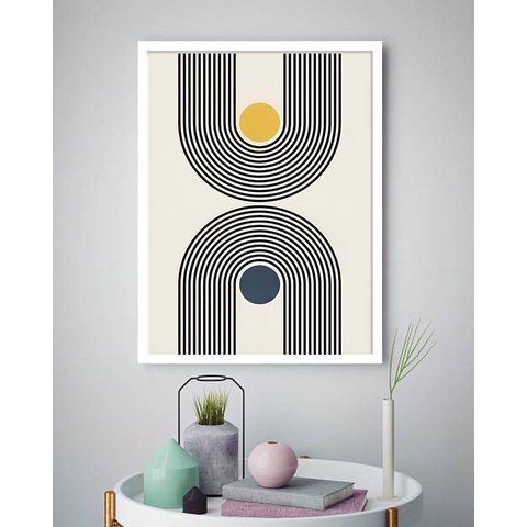 Quadro Decorativo Abstrato Círculos Espirais - 70x50cm:moldura Preta