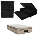 Ver imagem 1 de Cama Box Baú Solteiro com Auxiliar (Bicama) + Colchão Cloud Molas Ensacadas c/Pillowtop 32cm | Kit C