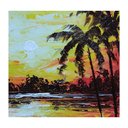 Ver imagem 2 de Quadro Paisagem por do sol coqueino pintado a mão Arte Quadro