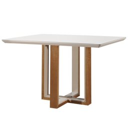 Mesa de Jantar Retangular Base Madeira Maciça - Claire -1,40 x 0,90 metros - Requinte Salas - 1