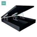 Ver imagem 1 de Cama Box Baú King Bipartido Sintético Preta 38x193x203