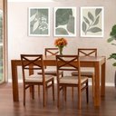 Ver imagem 1 de Conjunto Primavera Mesa de Jantar Madeira Maciça com 4 Cadeiras CabeCasa MadeiraOriginals Marrom