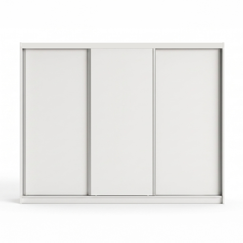 Guarda-roupa Grande Casal 3 Portas de Correr 6 Gavetas Lucky Branco