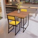 Ver imagem 3 de Conjunto Mesa de Jantar Quadrada Imbuia 2 Cadeiras Preta Riviera Industrial Don Castro Decor Riviera