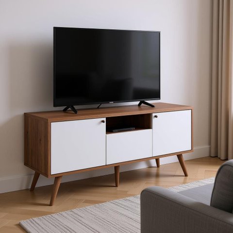 Rack Bancada para Tv até 75 Pol 2 Portas 1 Gaveta Off White