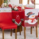 Ver imagem 1 de Kit de Capas de Cadeira Jantar Estampadas Natalina Ajustável C/ Elástico 04 Pçs - Boneco de Neve