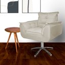 Ver imagem 1 de Poltrona Decorativa Estofada Base Giratória de Metal Opala Suede Bege - LM DECOR