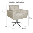 Ver imagem 5 de Poltrona Decorativa Estofada Base Giratória de Metal Opala Suede Bege - LM DECOR