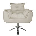 Ver imagem 2 de Poltrona Decorativa Estofada Base Giratória de Metal Opala Suede Bege - LM DECOR
