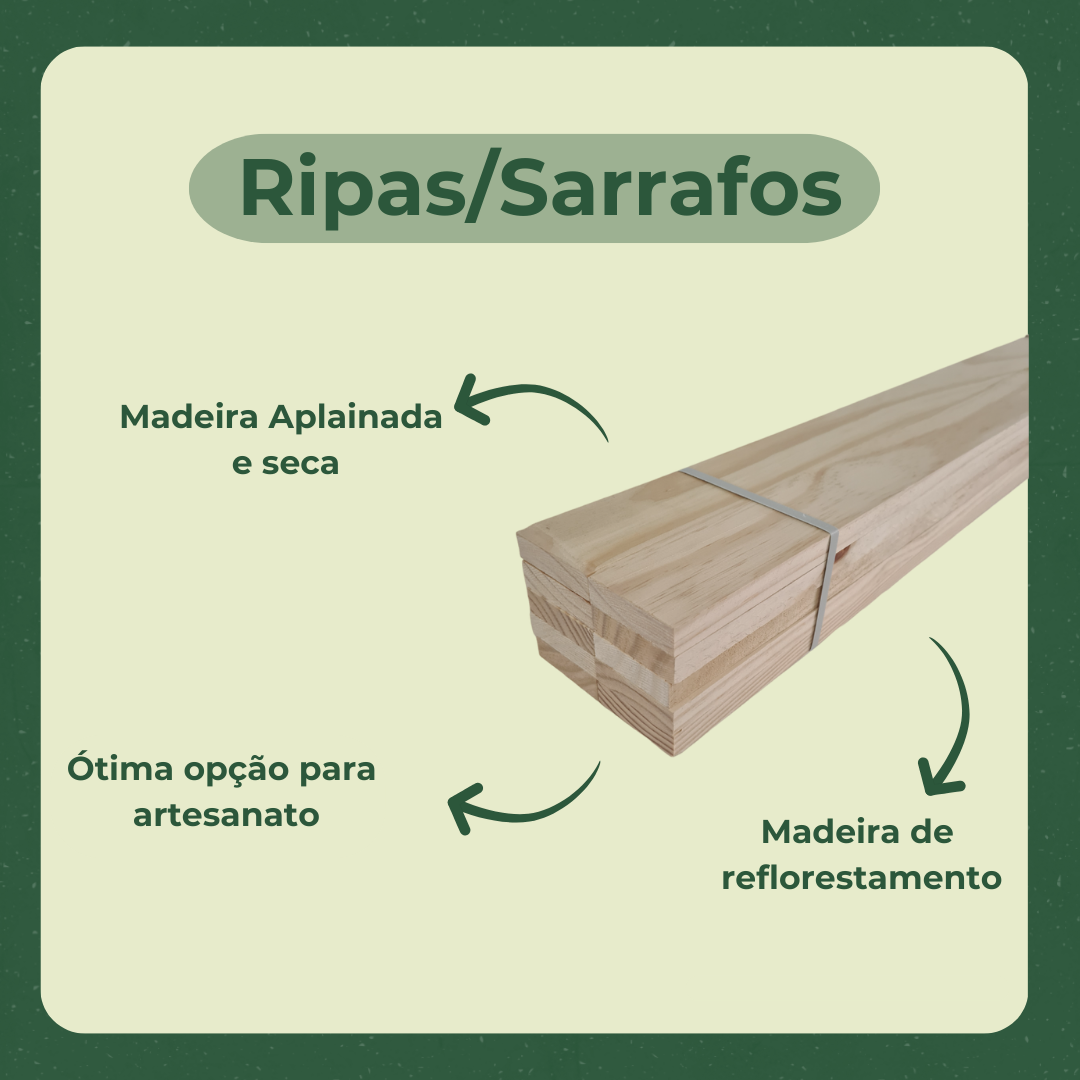 20 Ripas/sarrafos de 2x7x120 Cm Madeira de Pinus - 4