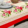 Toalha de Mesa Linhão 8 Lugares Retangular Floral Vermelha - 4