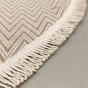 Ver imagem 7 de Tapete Redondo Sala Quarto 100% Algodão Estampa Zigzag Franja Lavável Antiderrapante Decoração Boho