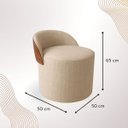 Ver imagem 3 de Kit 2 Puff Redondo Orgânico com Encosto Curvo Confortável Resistente Composé Linho Corino:linho Bege