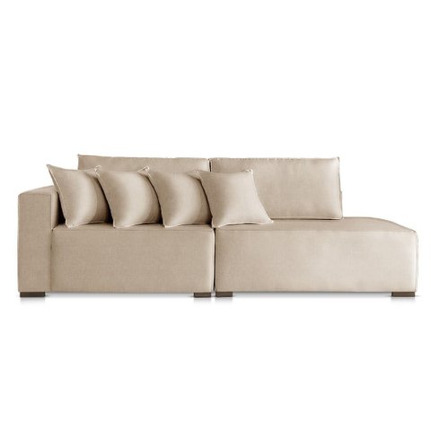 Sofá Toronto 2,10m Linho Bege com Almofadas Decorativas - Conforto Premium