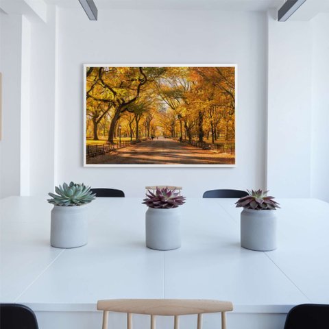 Quadro Central Park Outono Decor&quadros Cid051 90x60 Cm Tecido Canvas