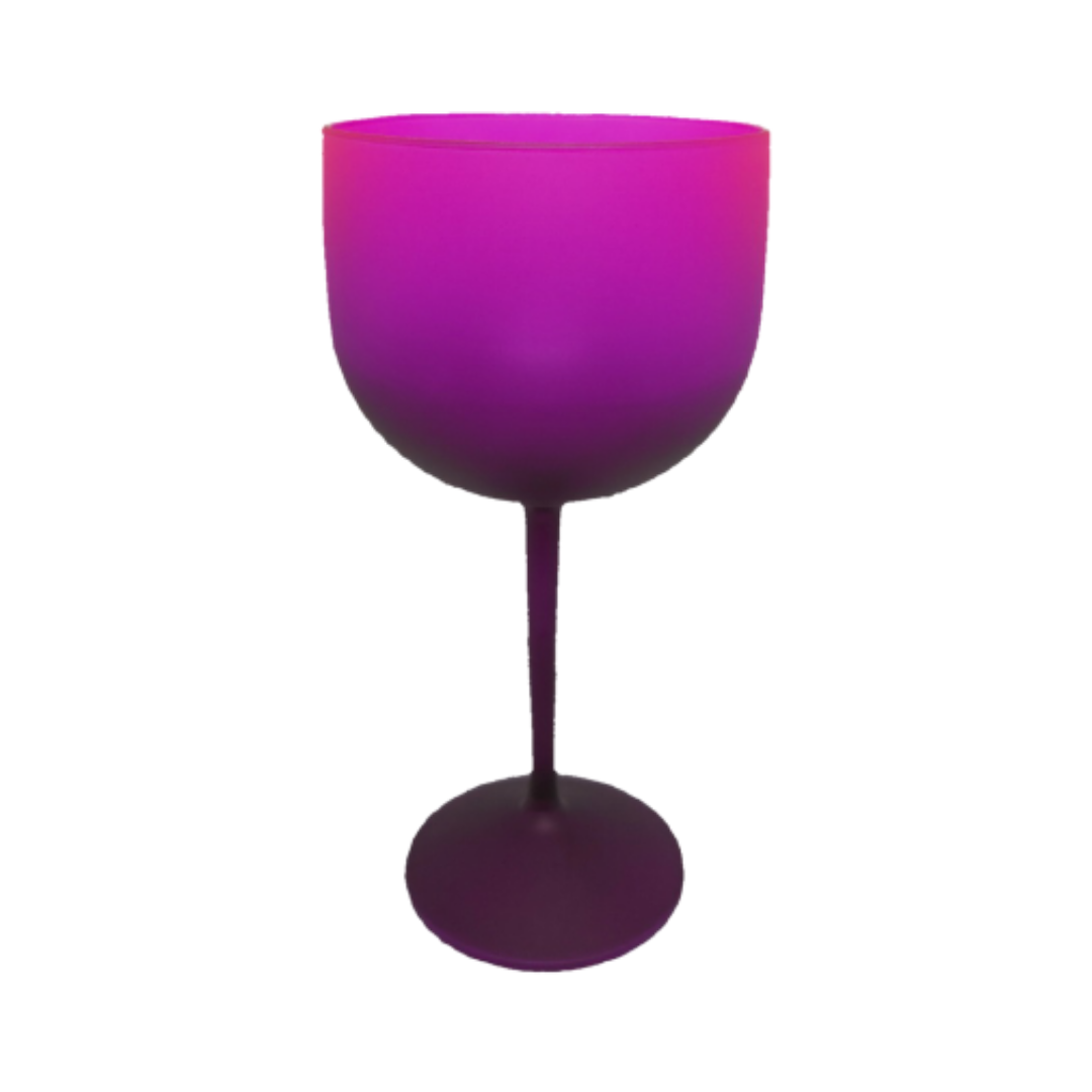 7 Taças Gin Degradê Bicolor Fosco Acrílico 550 Ml:Roxo/Pink Neon