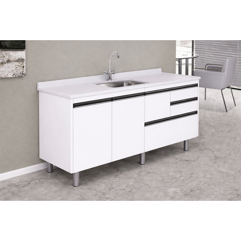 Gabinete Cozinha Mdp 1,74m Elegance com 6 Pés e Amplo Espaço:branco