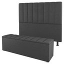 Ver imagem 1 de Kit Cabeceira e Baú Cama Box King Size Cora 195cm Suede Cinza Escuro - Desk Design